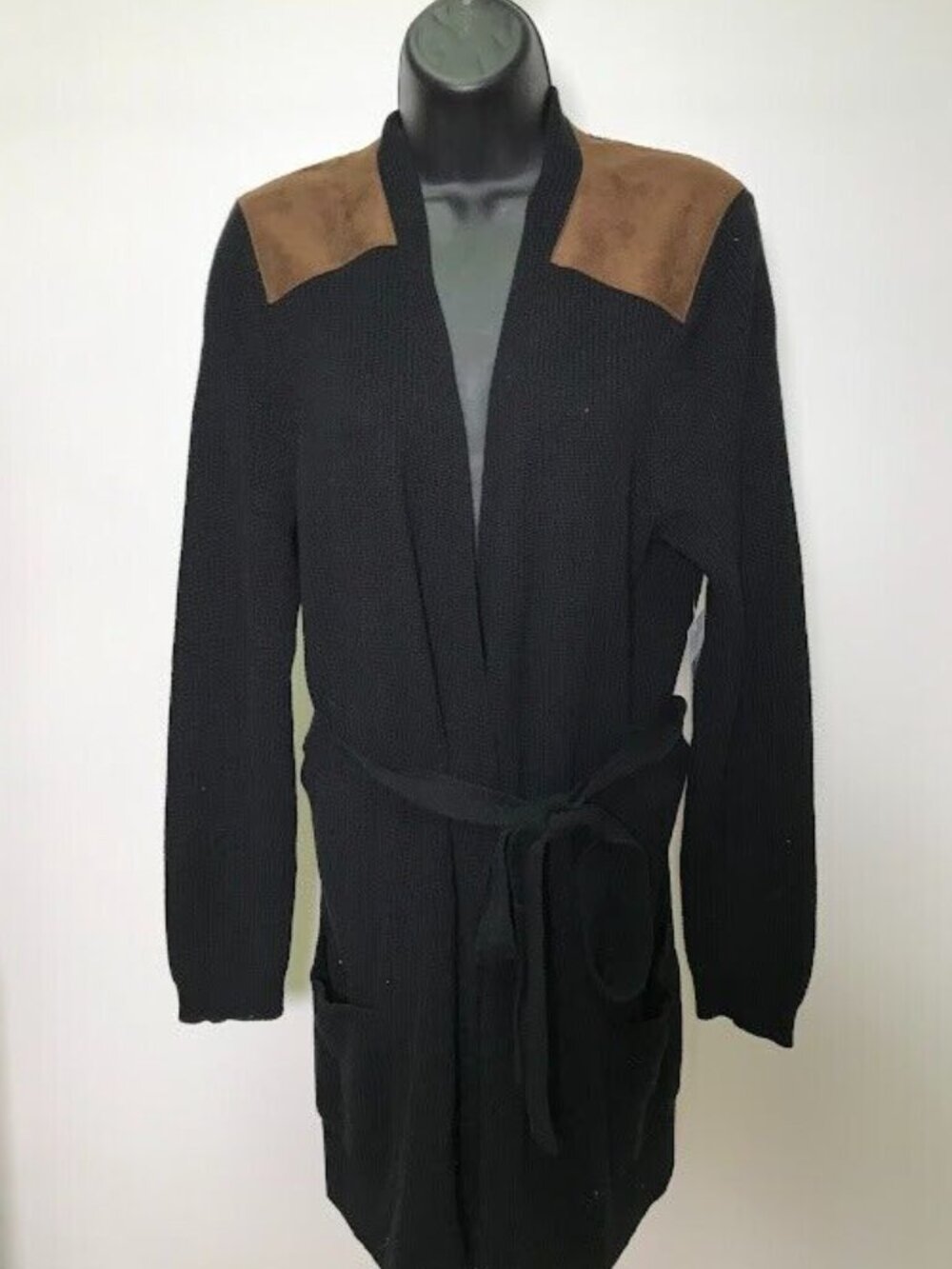 NWT Ralph Lauren Women’s Cable Knit Belted Sweater Black 1X